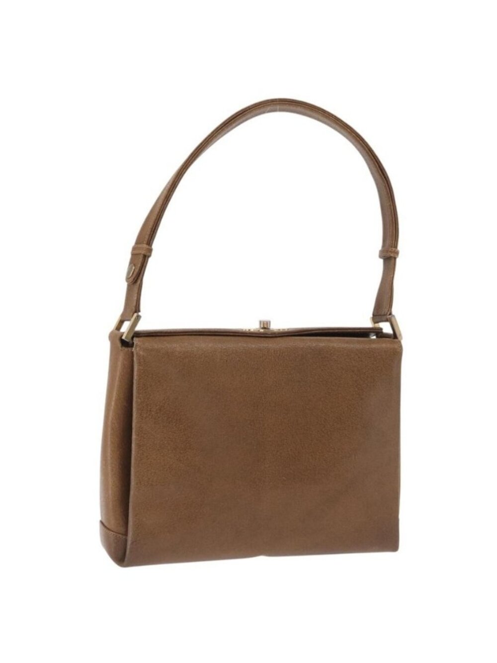 Authentic GUCCI Shoulder Bag Leather Brown Gold